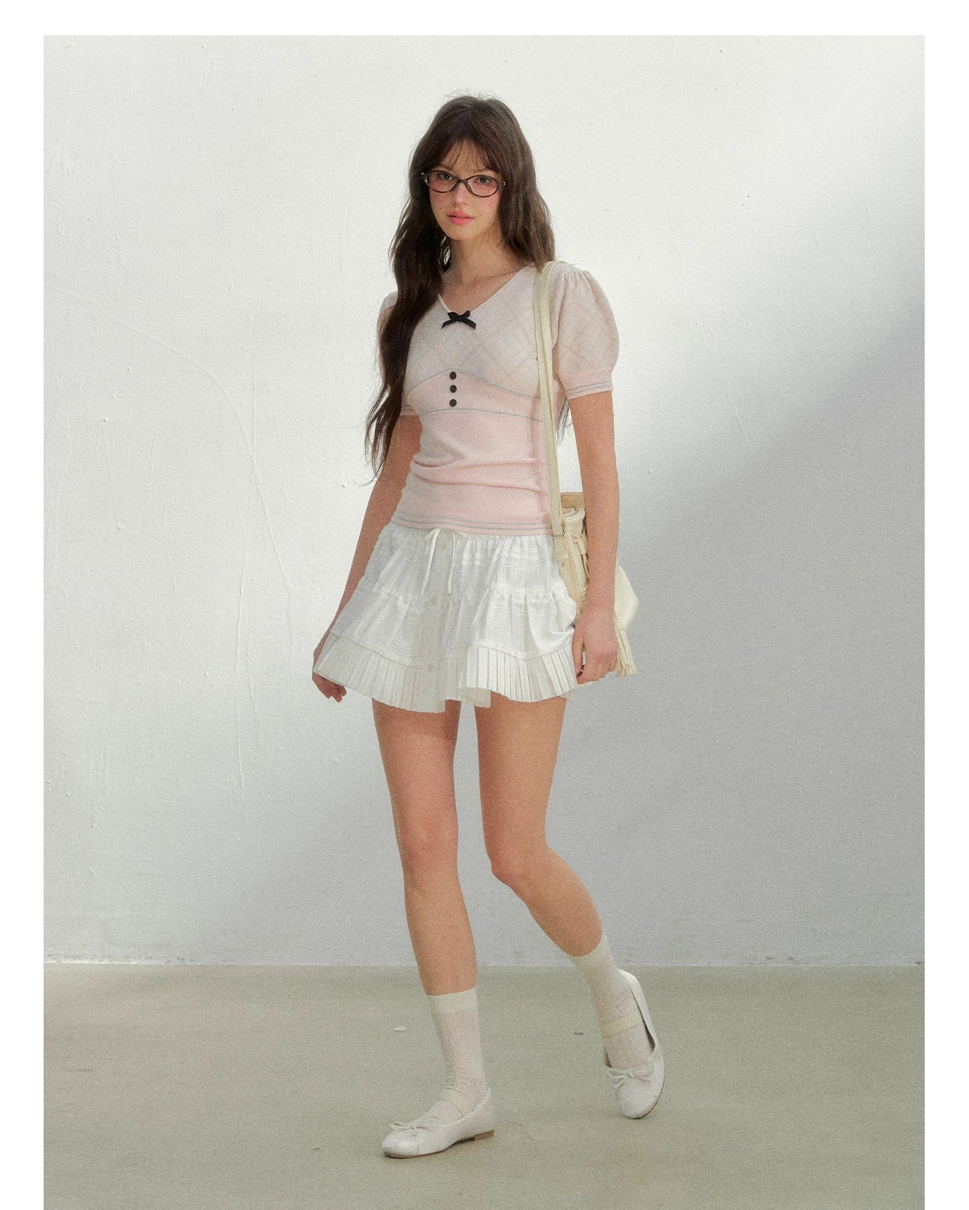 Vintage Preppy Plaid Knit Short Sleeve Tee