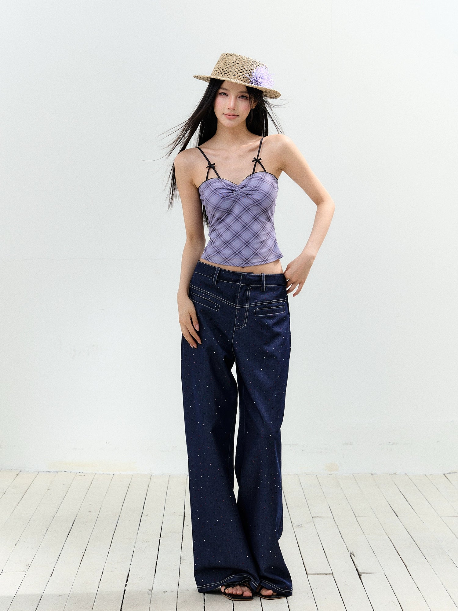 Color-Blocked Strap Bow-Knot Sling Vest - CHINASQUAD