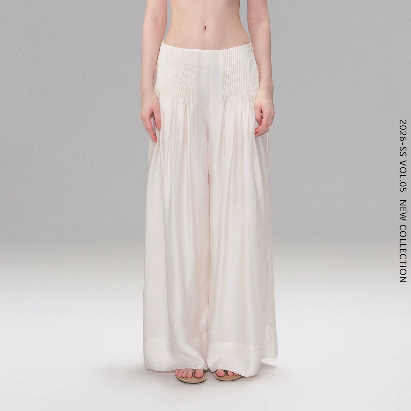 Vintage Pleated Linen-Blend Wide-Leg Trousers