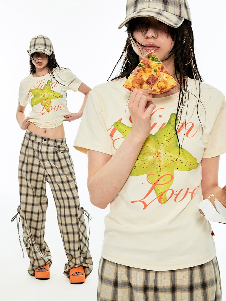Fruit Printed Rhinestone T-shirt - CHINASQUAD