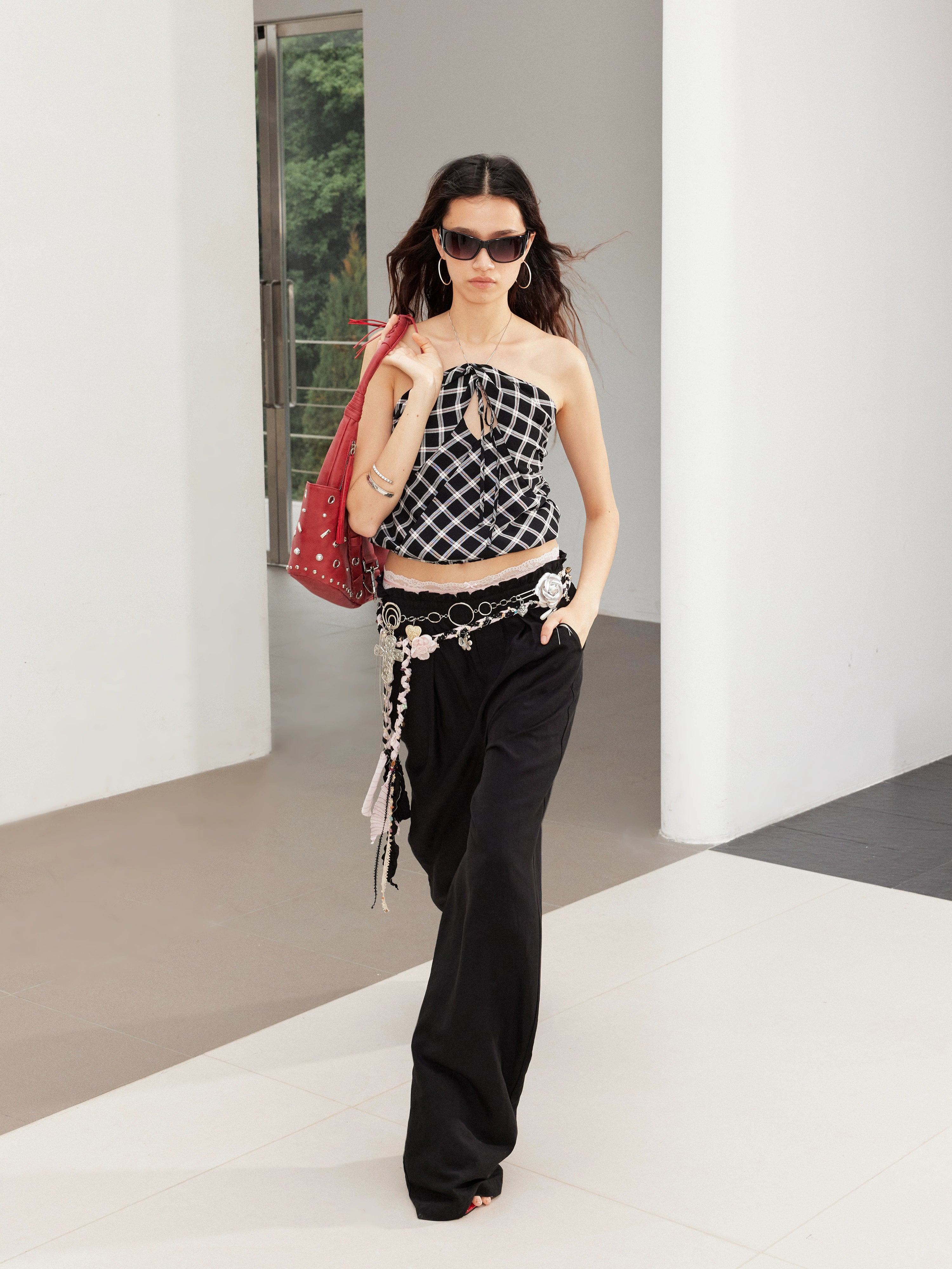 Pleated Strappy Halter Neck Camisole