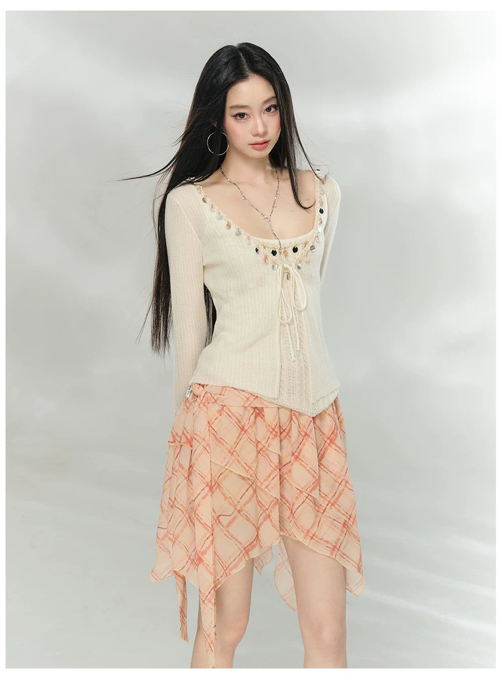 Asymmetric Printed Chiffon Mini Skirt