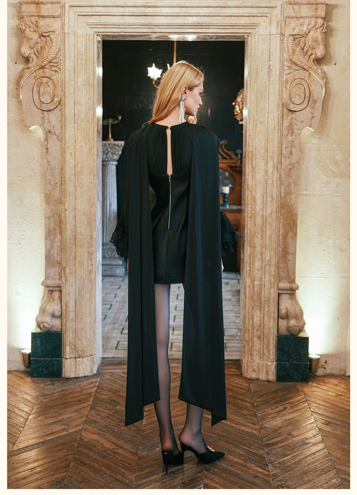 Leah Eco Leather Metal Ring Strap A-Line Dress - CHINASQUAD