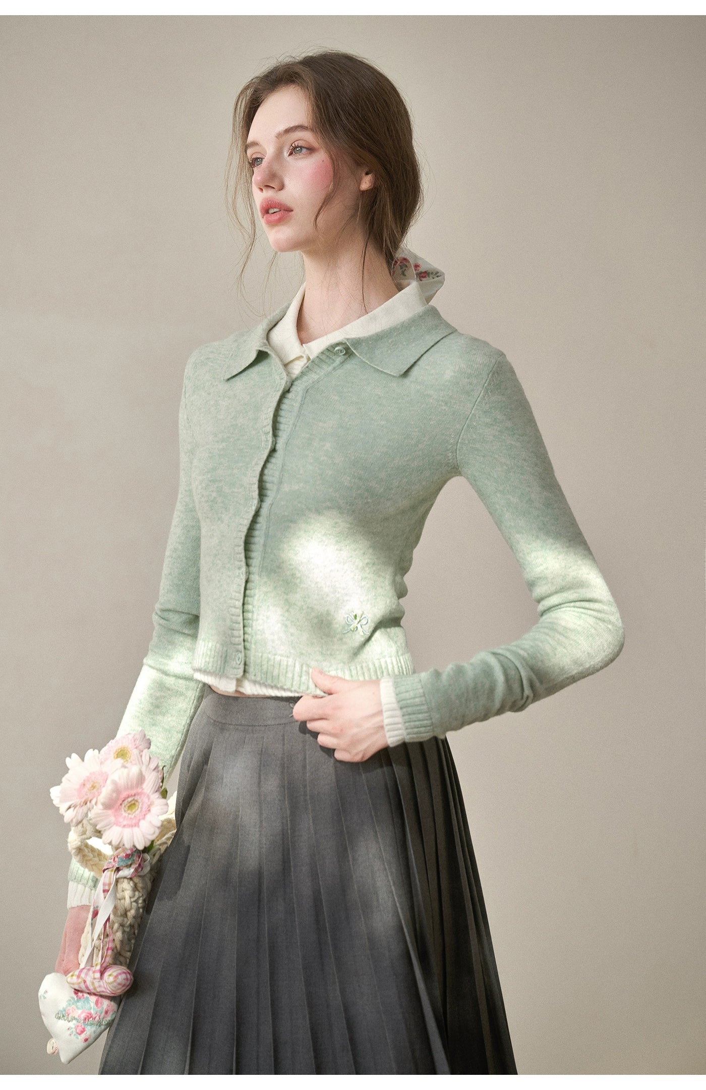 Silky Wool Cropped Cardigan