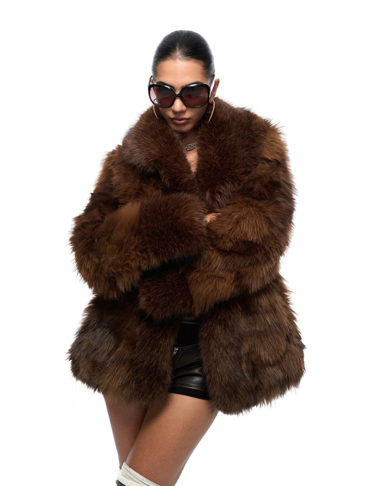 Vintage Brown Faux-Fur Collar Coat
