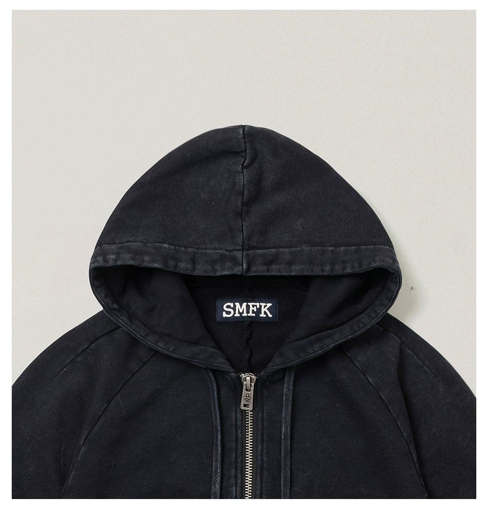 Wild Vintage Zip-up Cropped Hoodie