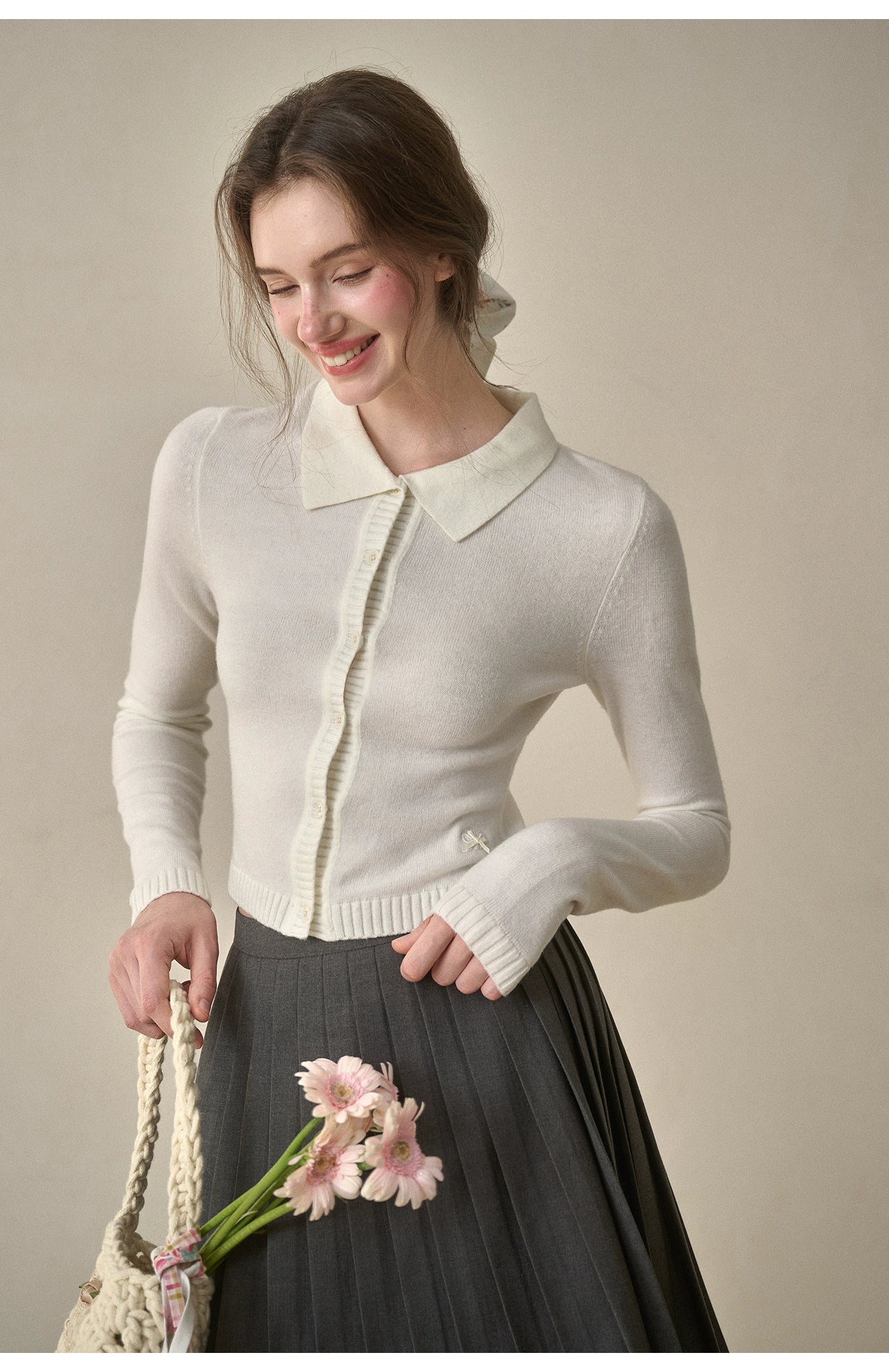 Silky Wool Cropped Cardigan