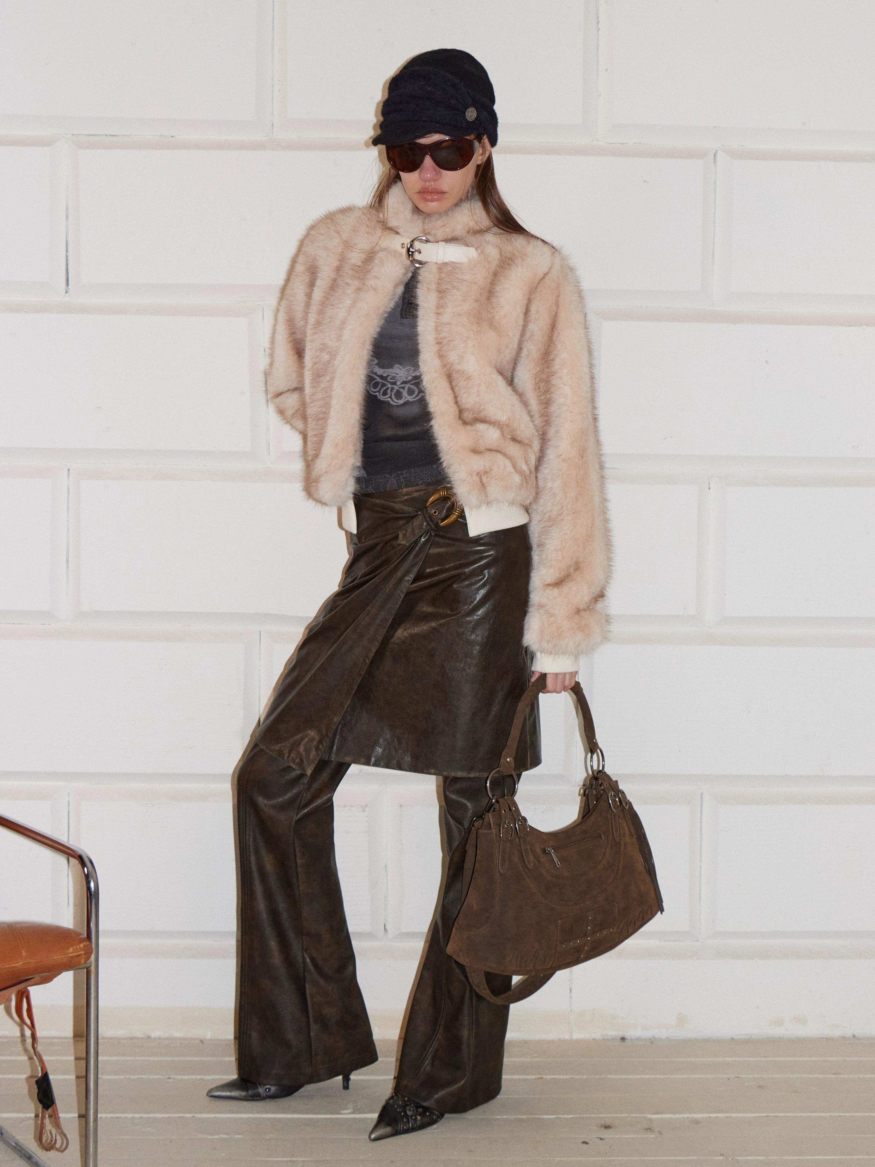 Detachable Two-Way Leather Skirt–Pants