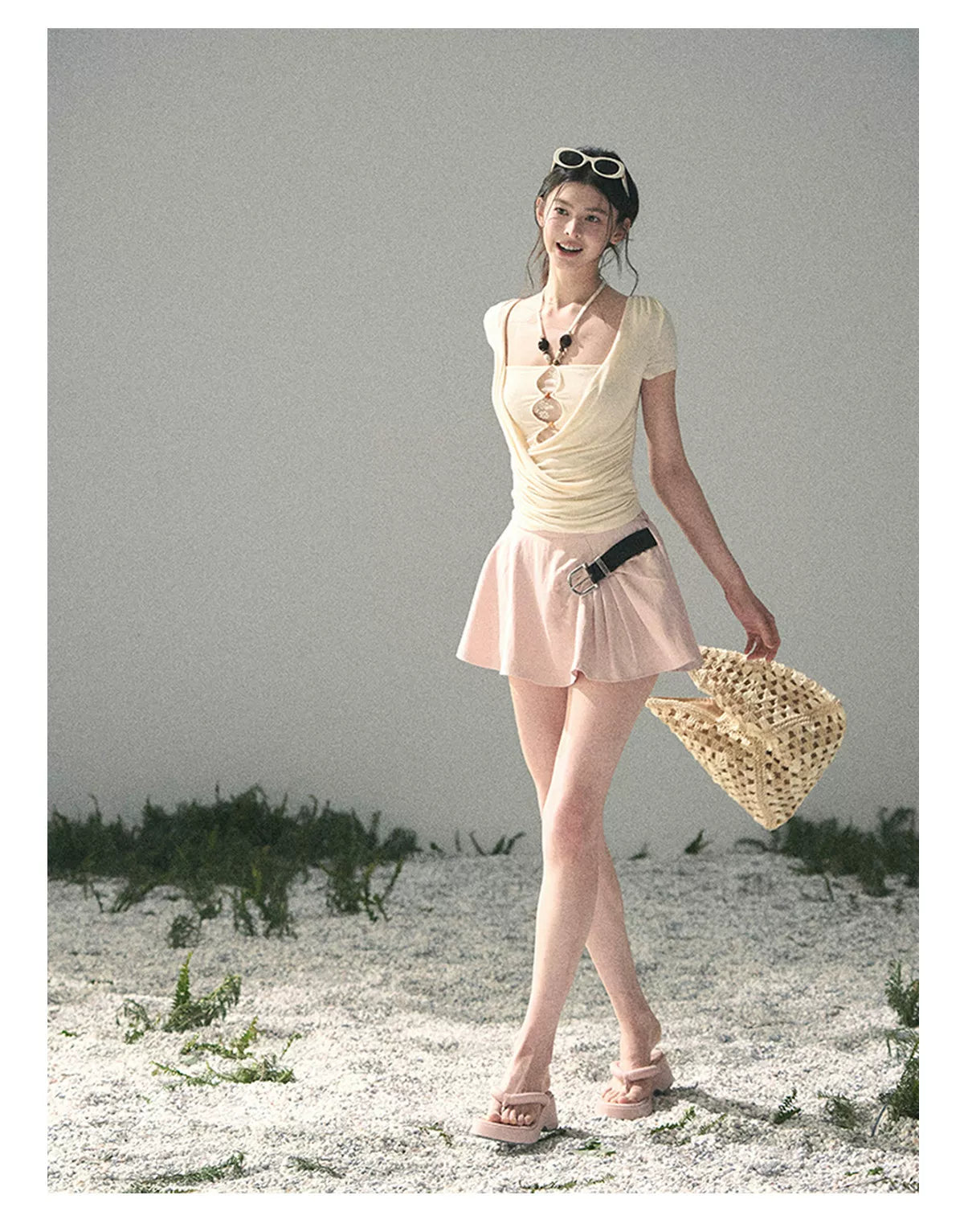 Soft Veil Halter Layered Top