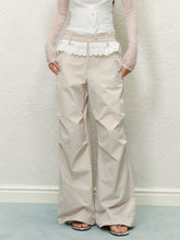 Lace Trim Pleated Cargo Pants - CHINASQUAD