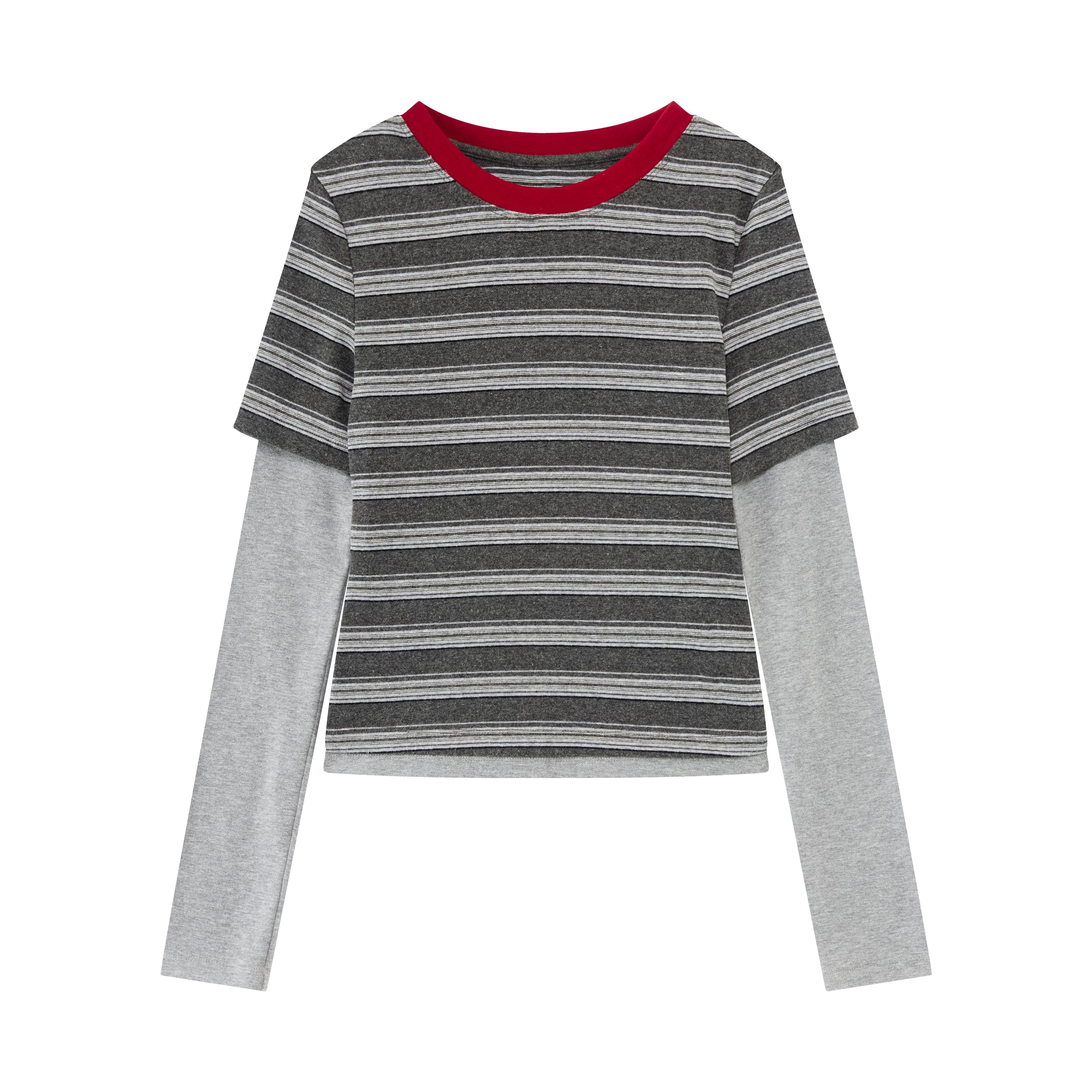 Contrast Layered-Effect Long Sleeve T-Shirt