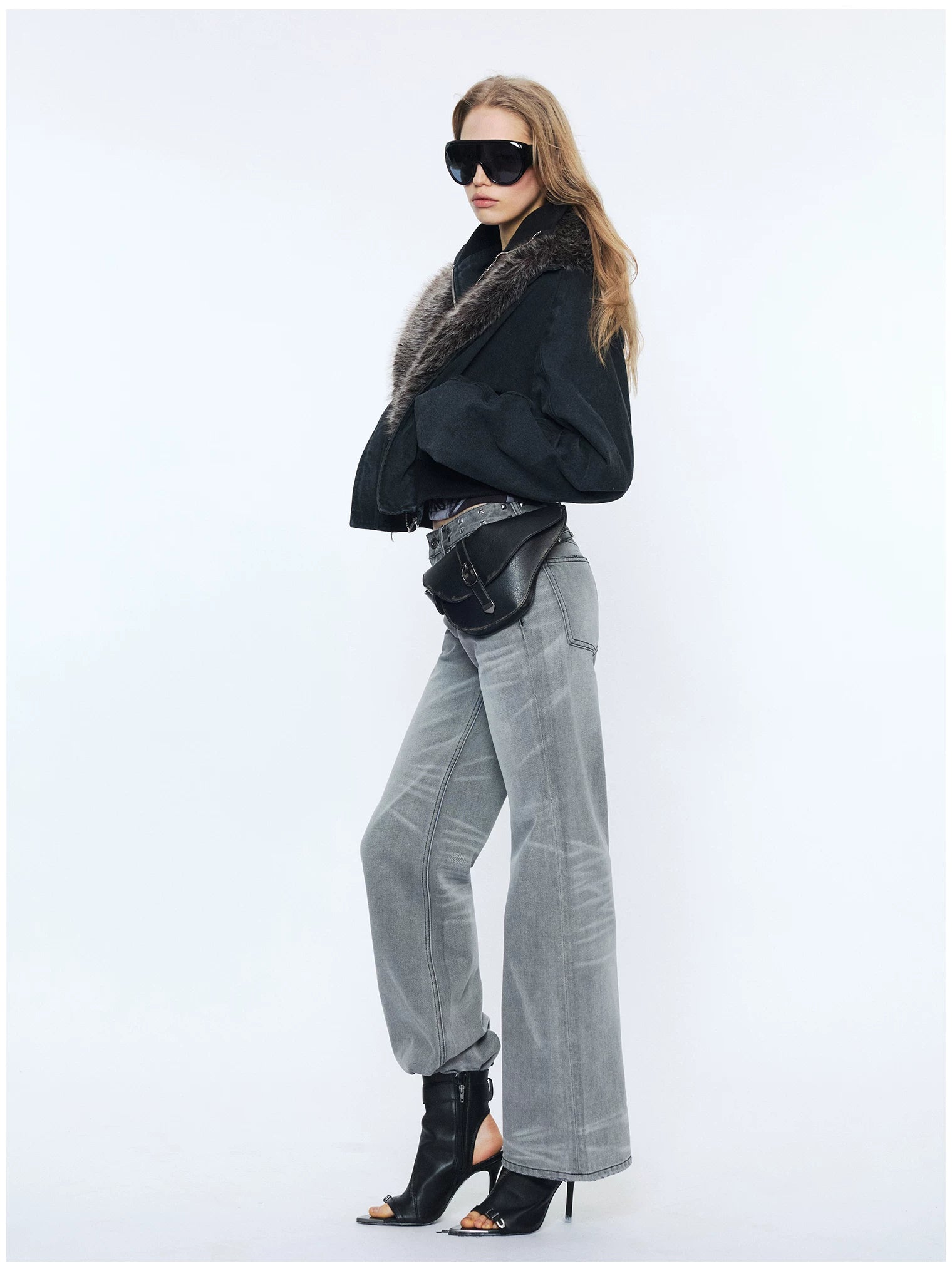 Straight-Leg Washed Denim Jeans