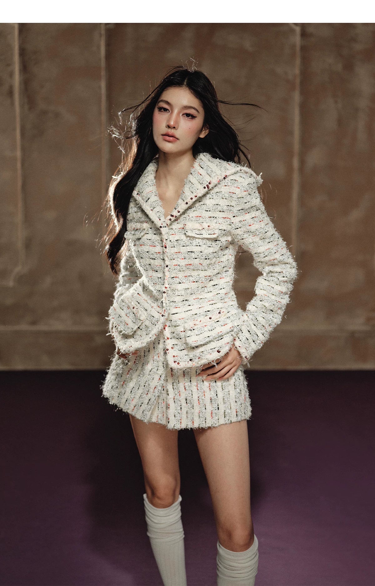 Cropped Jacket & A-Line Mini Skirt Set