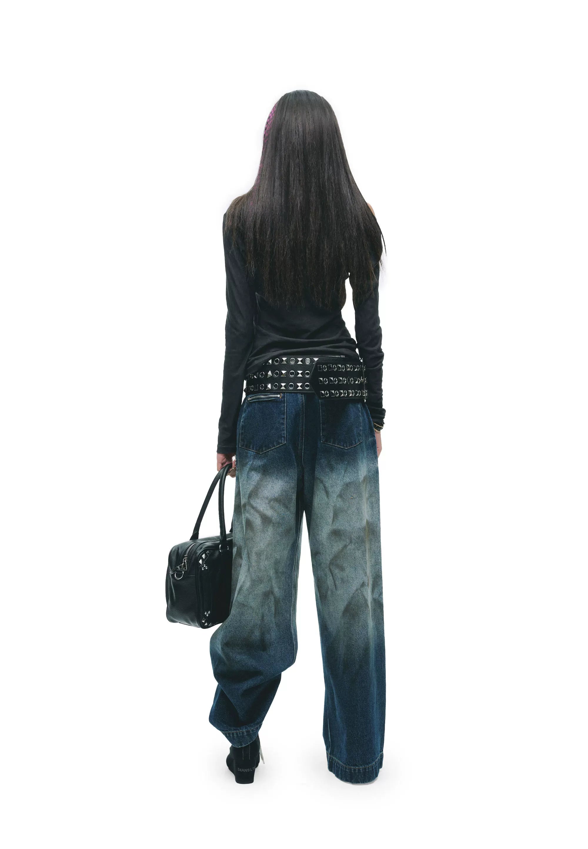 Y2K Grunge Washed Off-Shoulder Layered Long Sleeve Top