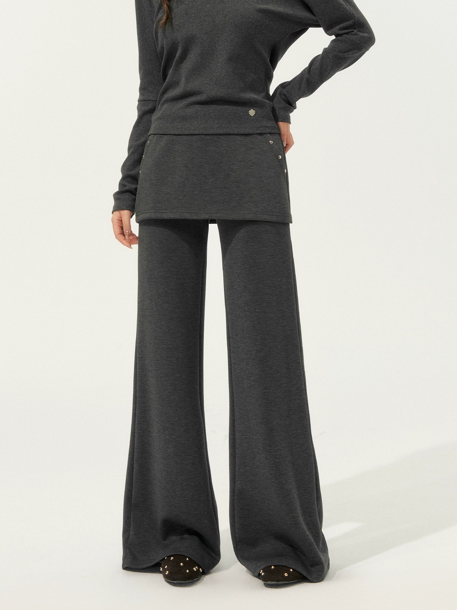 Lace Spliced Fake Two-Piece Knit Sweater