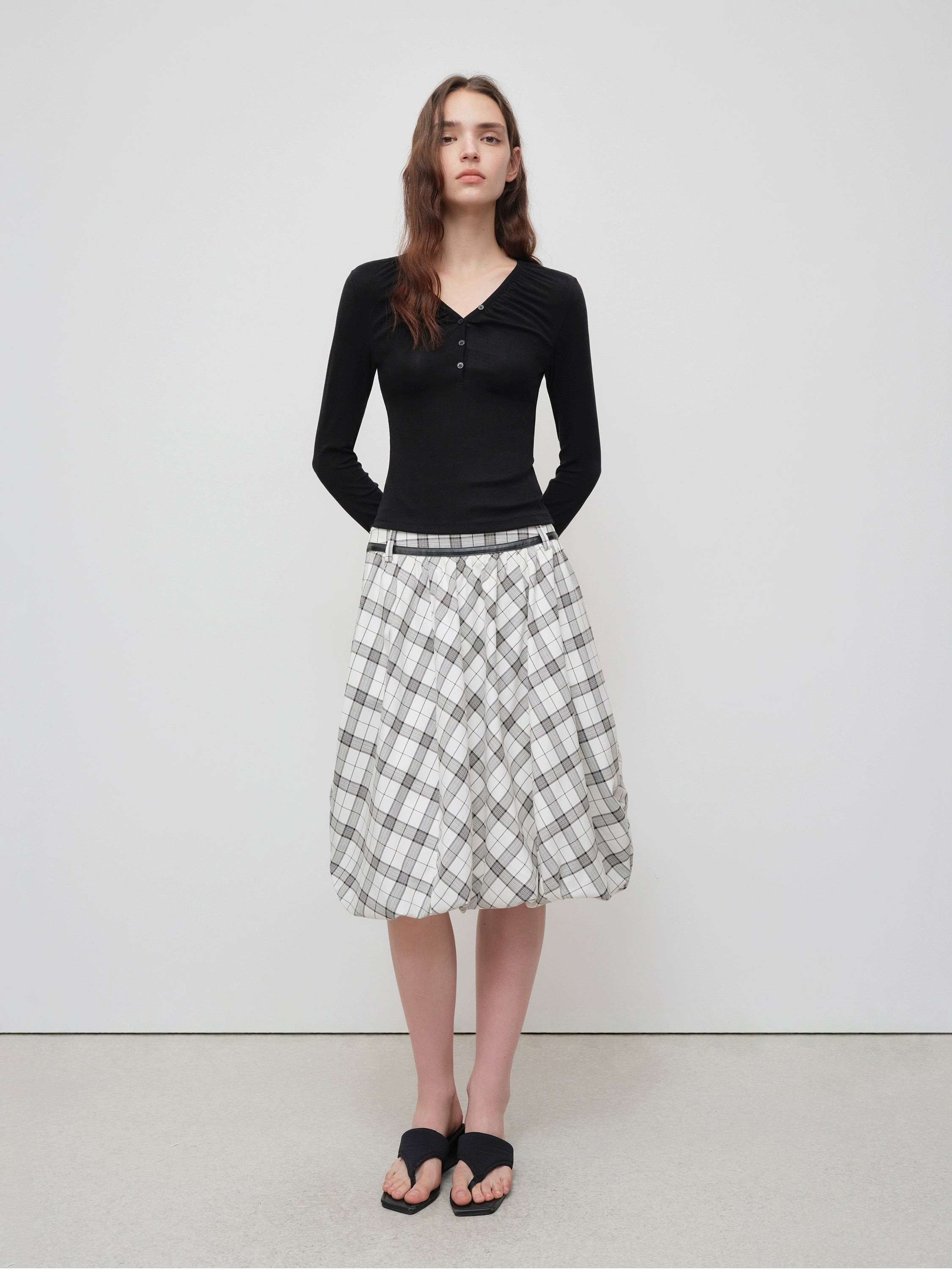 Lyocell Wool V-Neck Fitted Long Sleeve T-Shirt - CHINASQUAD