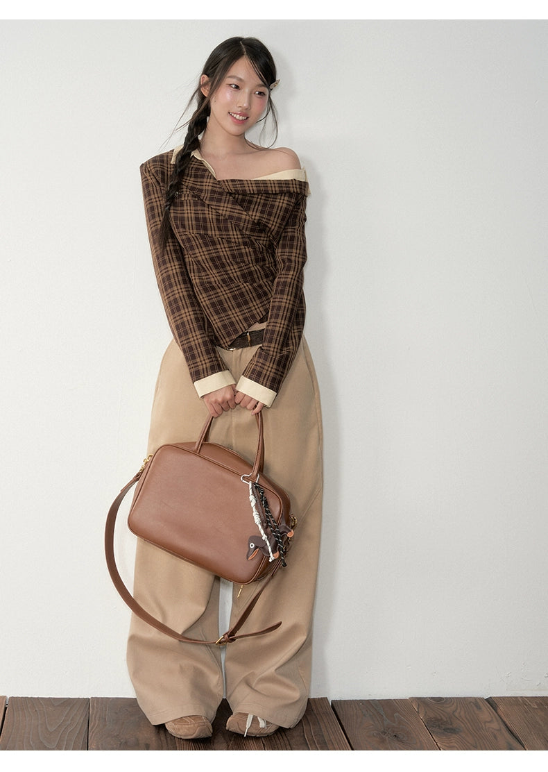 Asymmetric Shoulder Suit Blouse