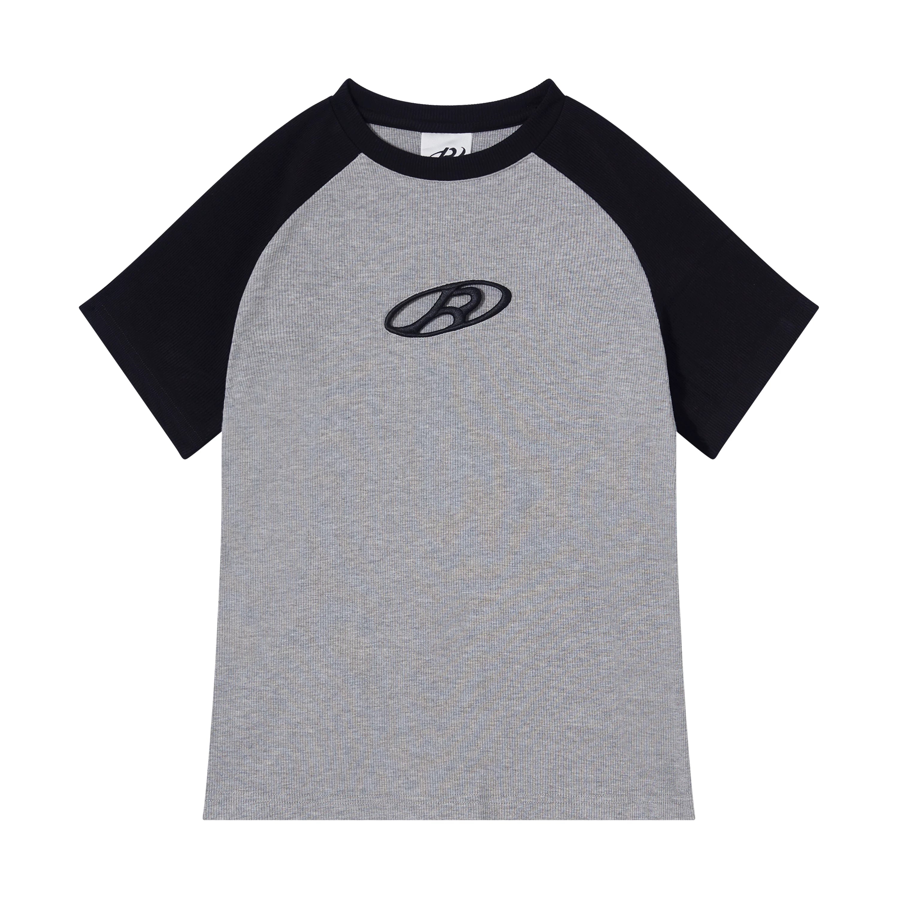 Raglan Sleeve Embroidered Fitted T-Shirt