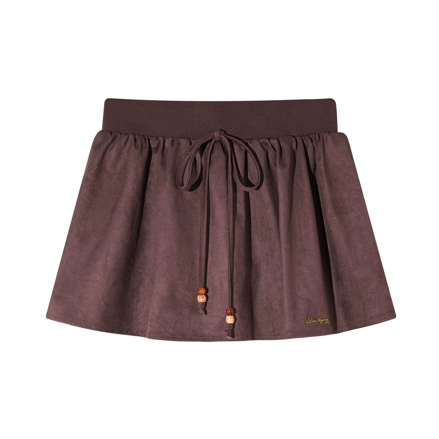 Beaded Suede Puff Mini Skirt