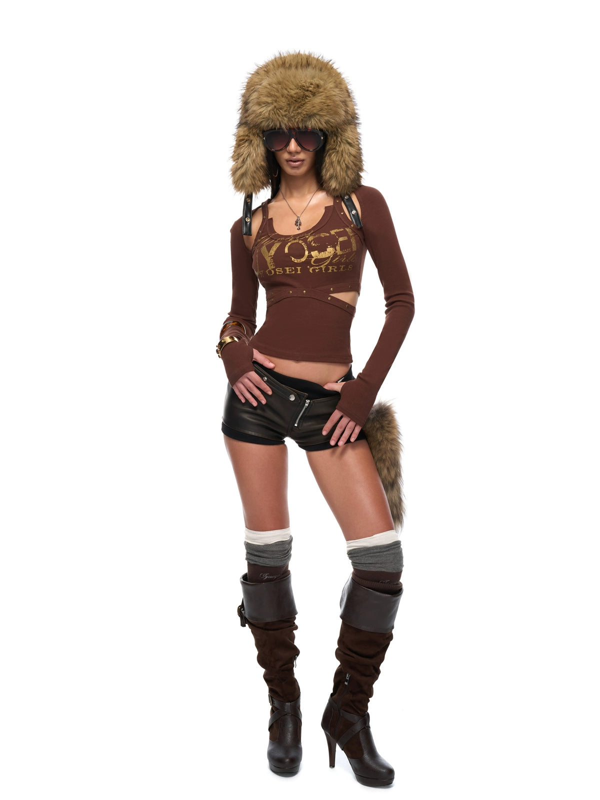 Metallic Logo Cutout Raglan Knit Blouse