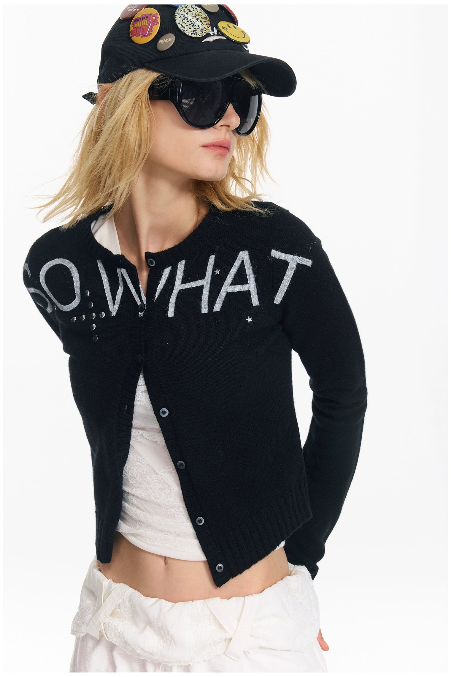 Soft Wool Punk Letter Knit Cardigan