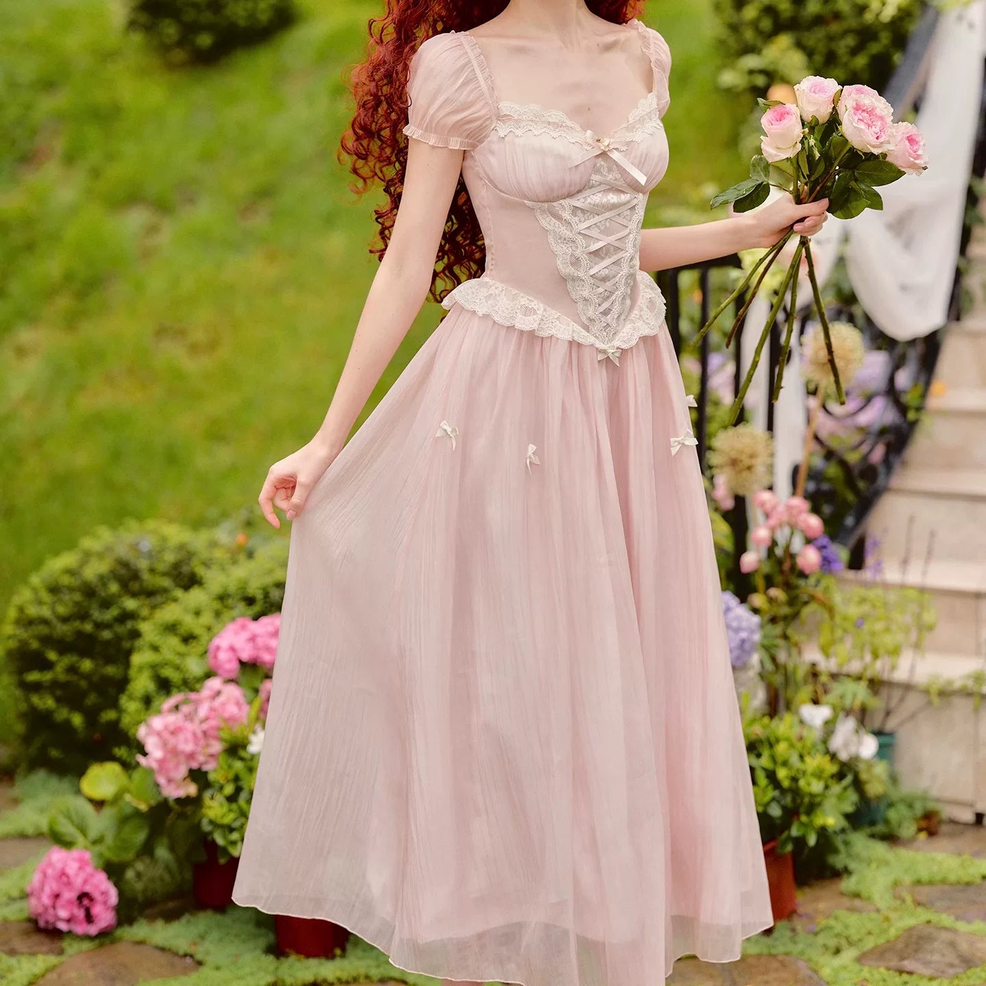 Pink Mist Fairy Corset Maxi Dress
