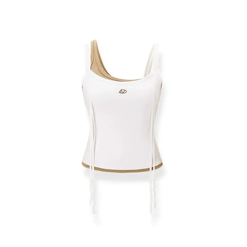 Color Block Mock Two-Piece Halter Top - CHINASQUAD