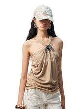 High-Elastic V-Neck Knotted Acetate Camisole - CHINASQUAD