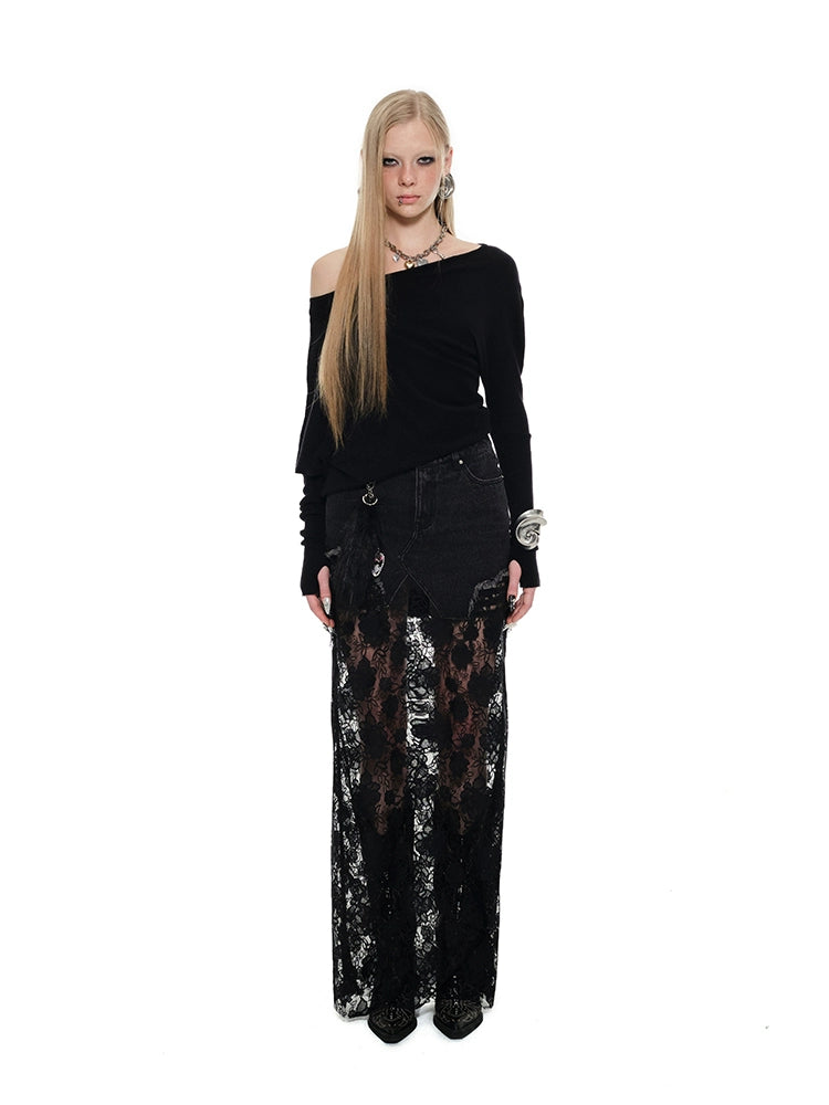 Asymmetric Shoulder Knitted Tencel Pullover - CHINASQUAD