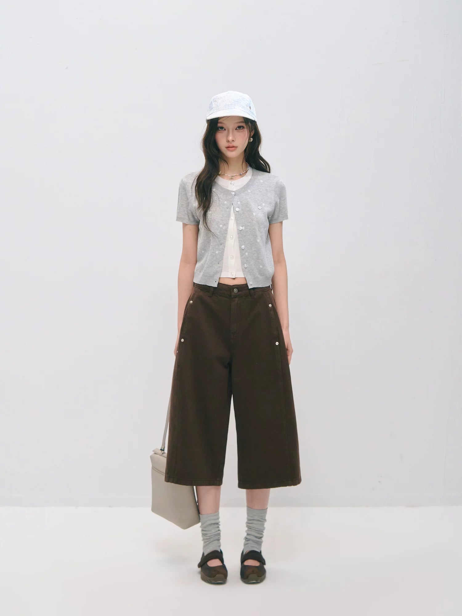 Deconstructed Panel Wide-Leg Bermuda Denim Shorts