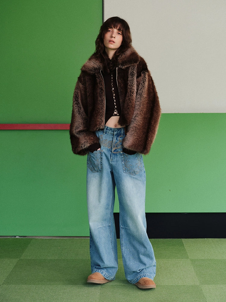 Gradient Eco-Friendly Short Fur Jacket - CHINASQUAD