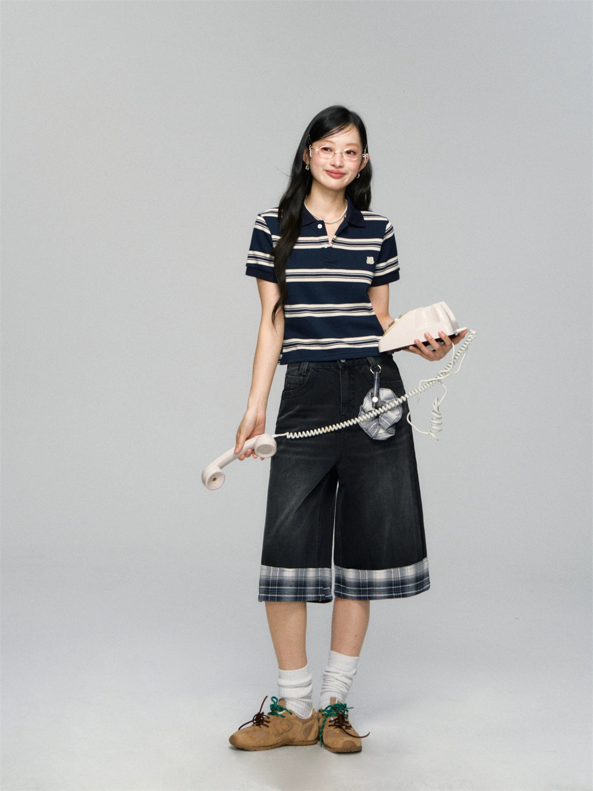 Polo-Collar Striped Color-Blocking T-shirt - CHINASQUAD