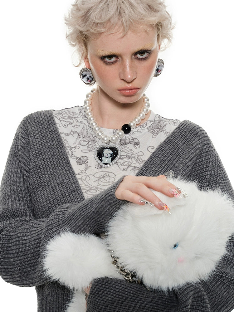 Black & White Full-Print Mesh Top - CHINASQUAD