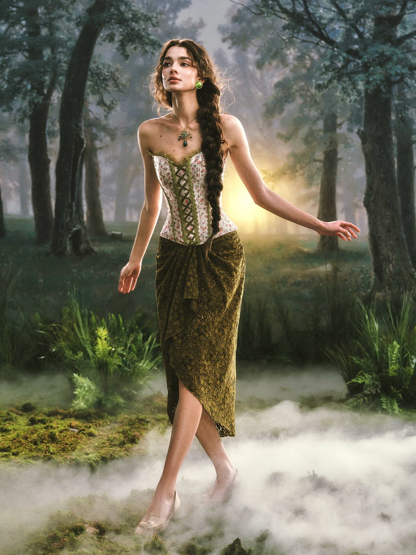 Enchanted Woodland Corset & Lace Skirt Set