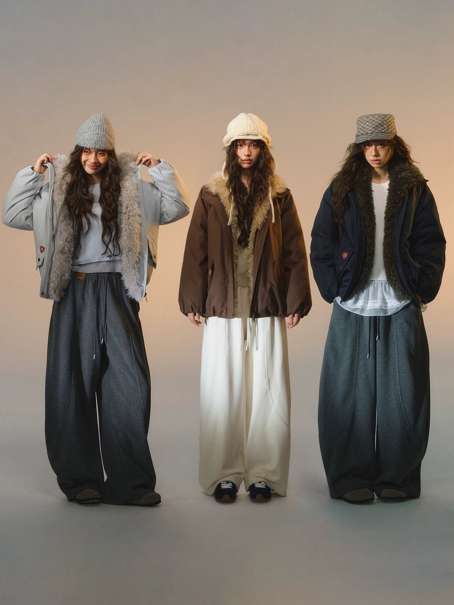 Detachable Faux Fur Collar Parka Down Jacket