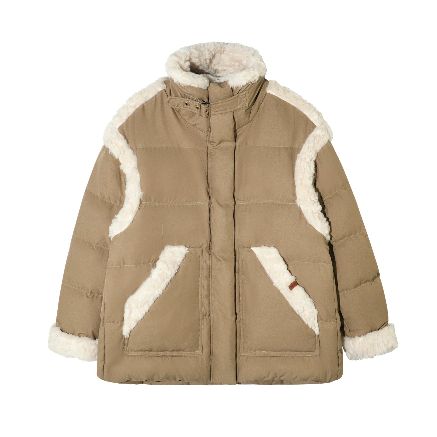 Faux Shearling Panel Down Jacket