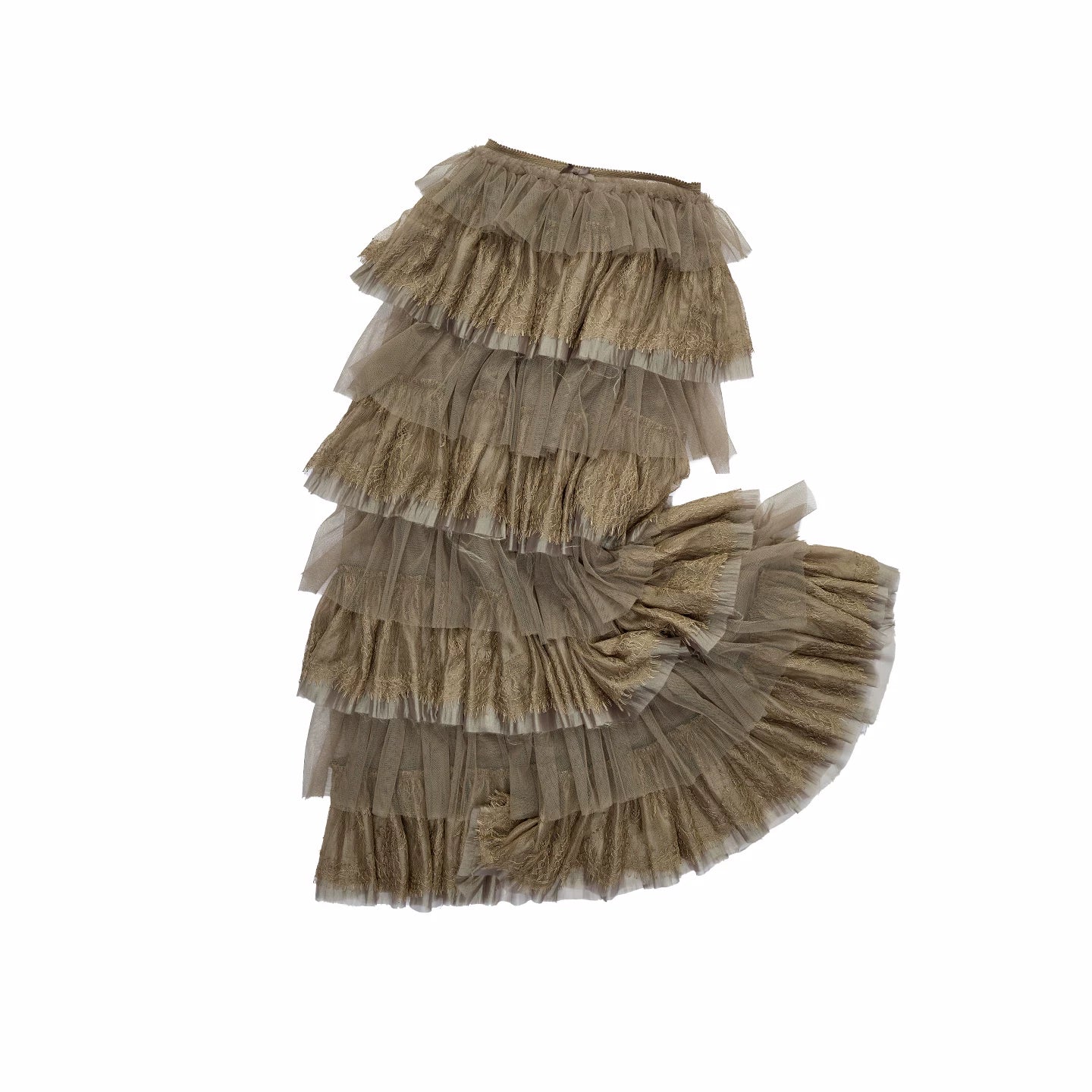 French Lace Layered Tulle Midi Skirt