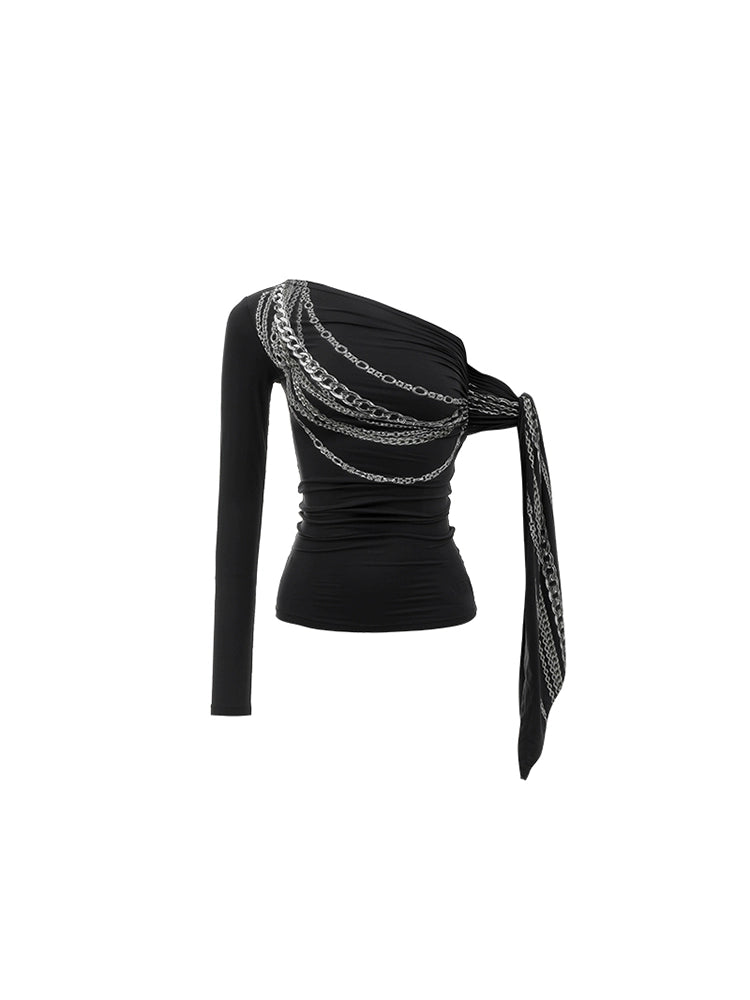 Chain Print Off-shoulder Top - CHINASQUAD