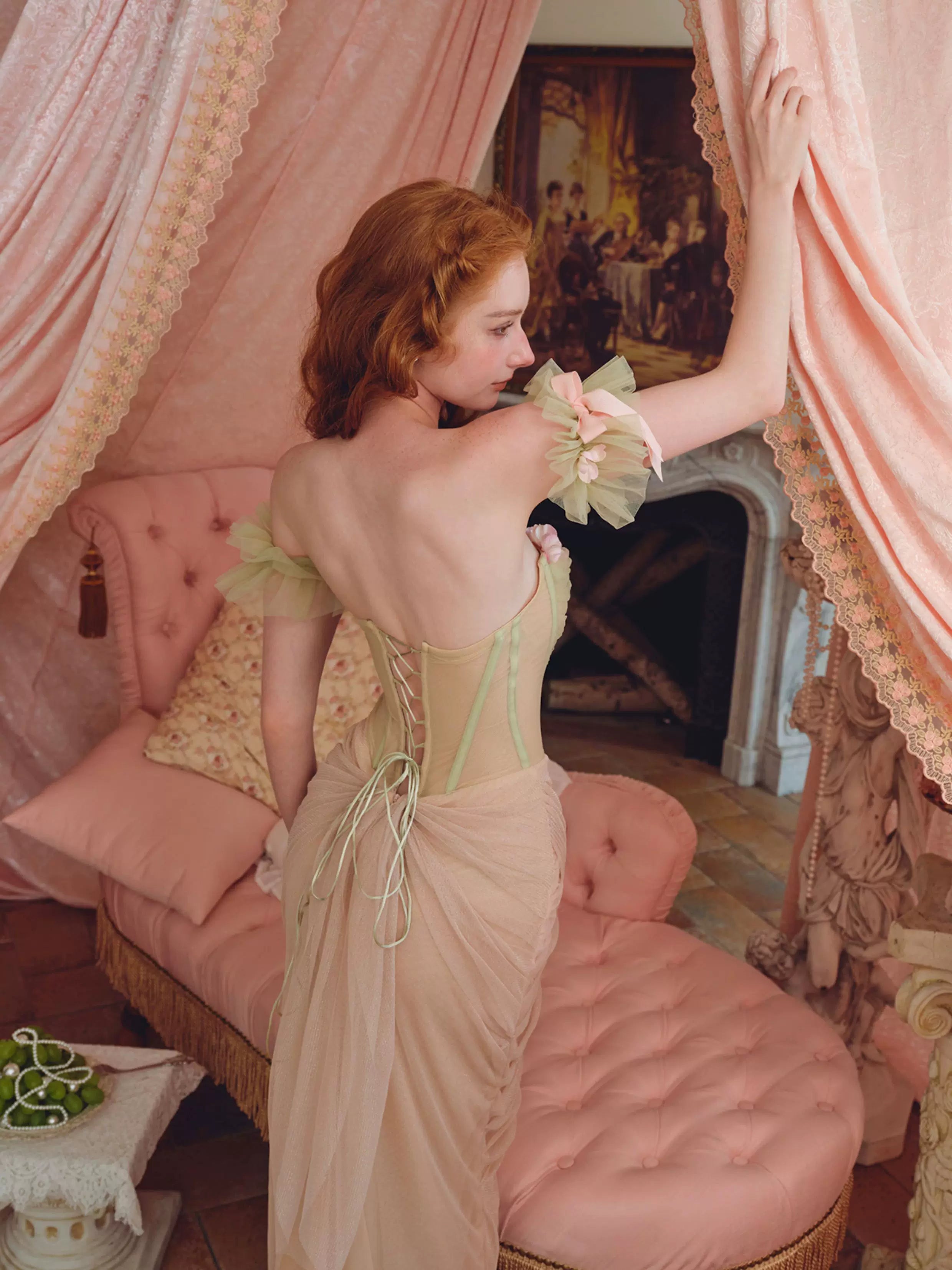 French Gentle Corset Strapless Gown Dress