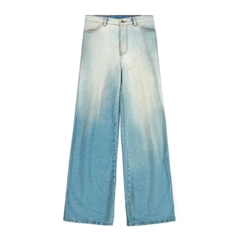 Washed Gradient Straight-Leg Jeans - CHINASQUAD