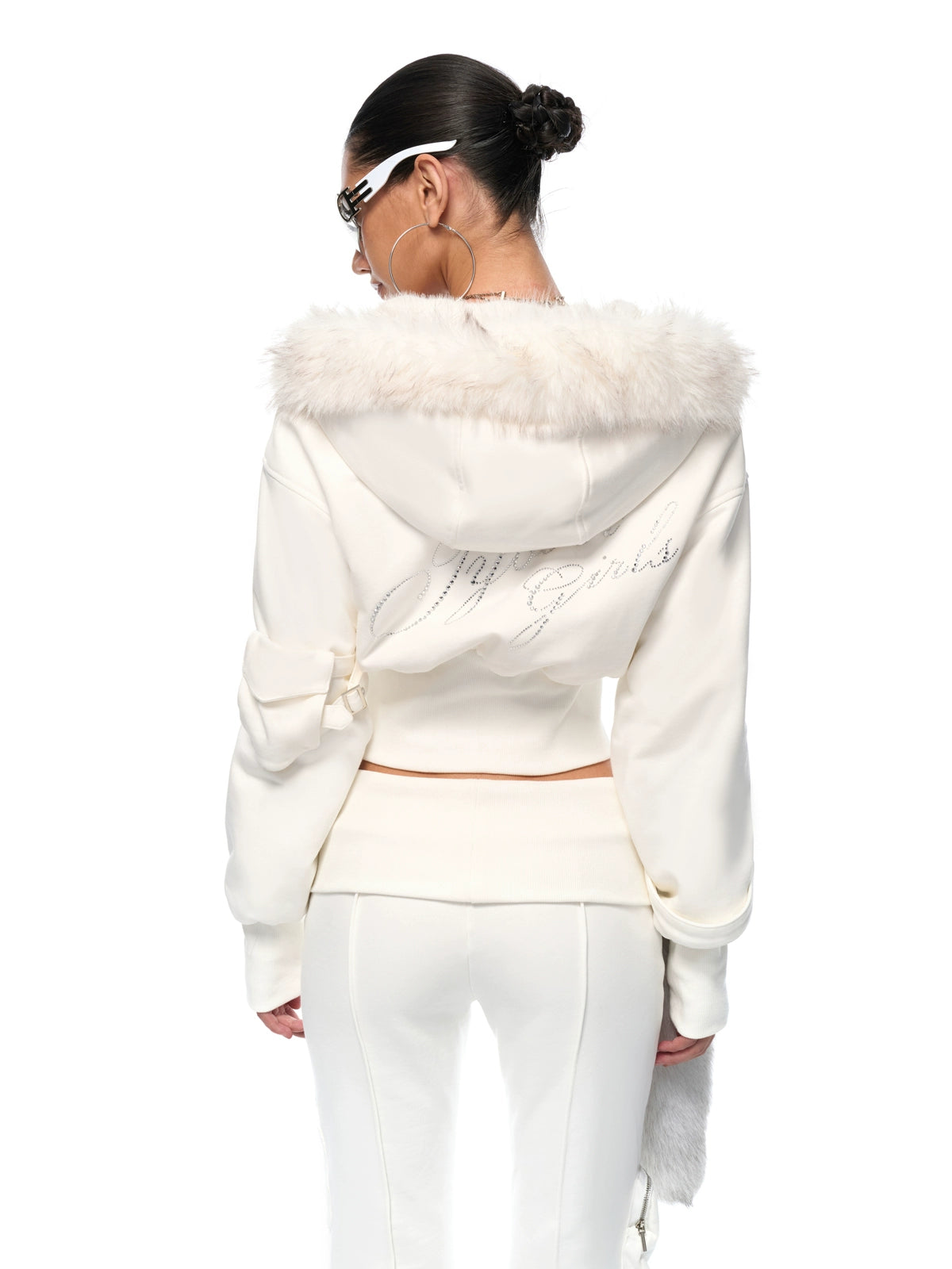 Waist-Cinched Hoodie & Flare Pants Set