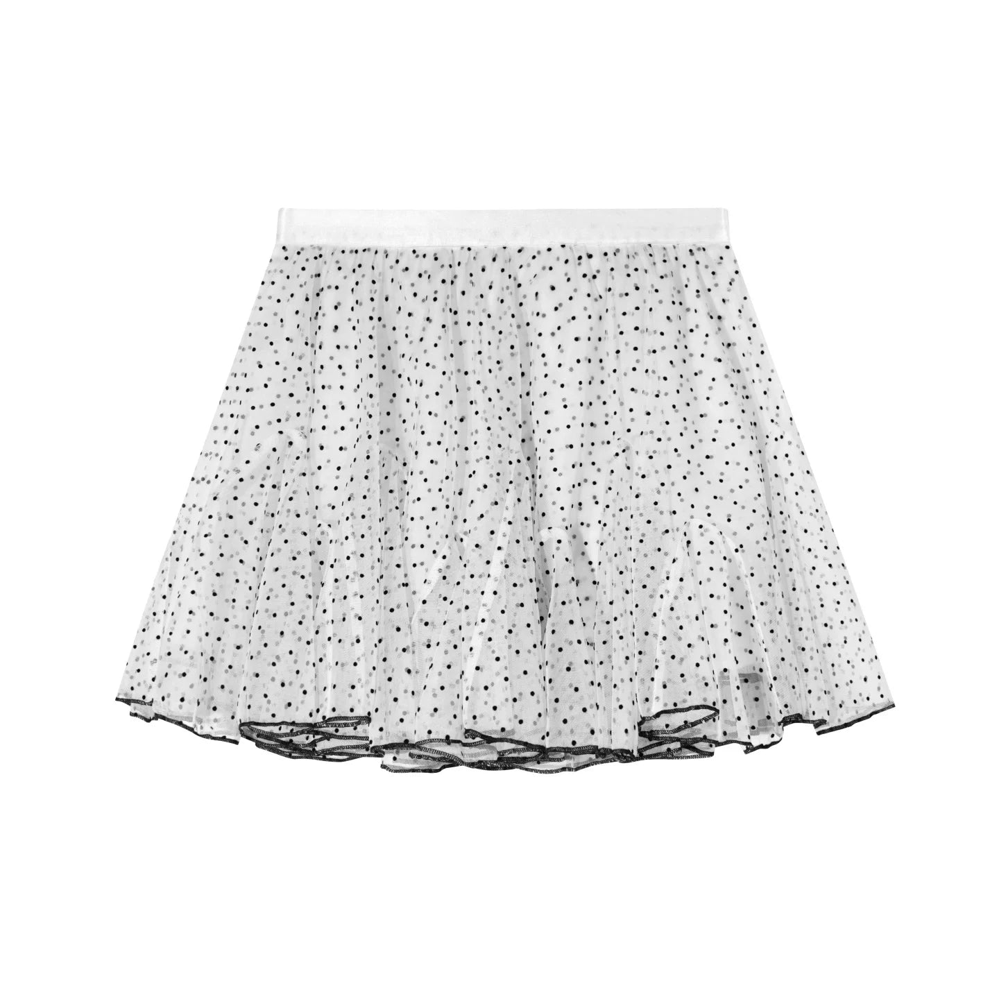 Flocked Polka Dot A-Line Tulle Mini Skirt