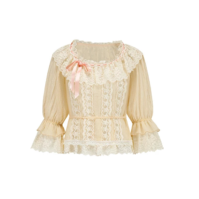 Liberty Letter French Lace Peter Pan Collar Shirt