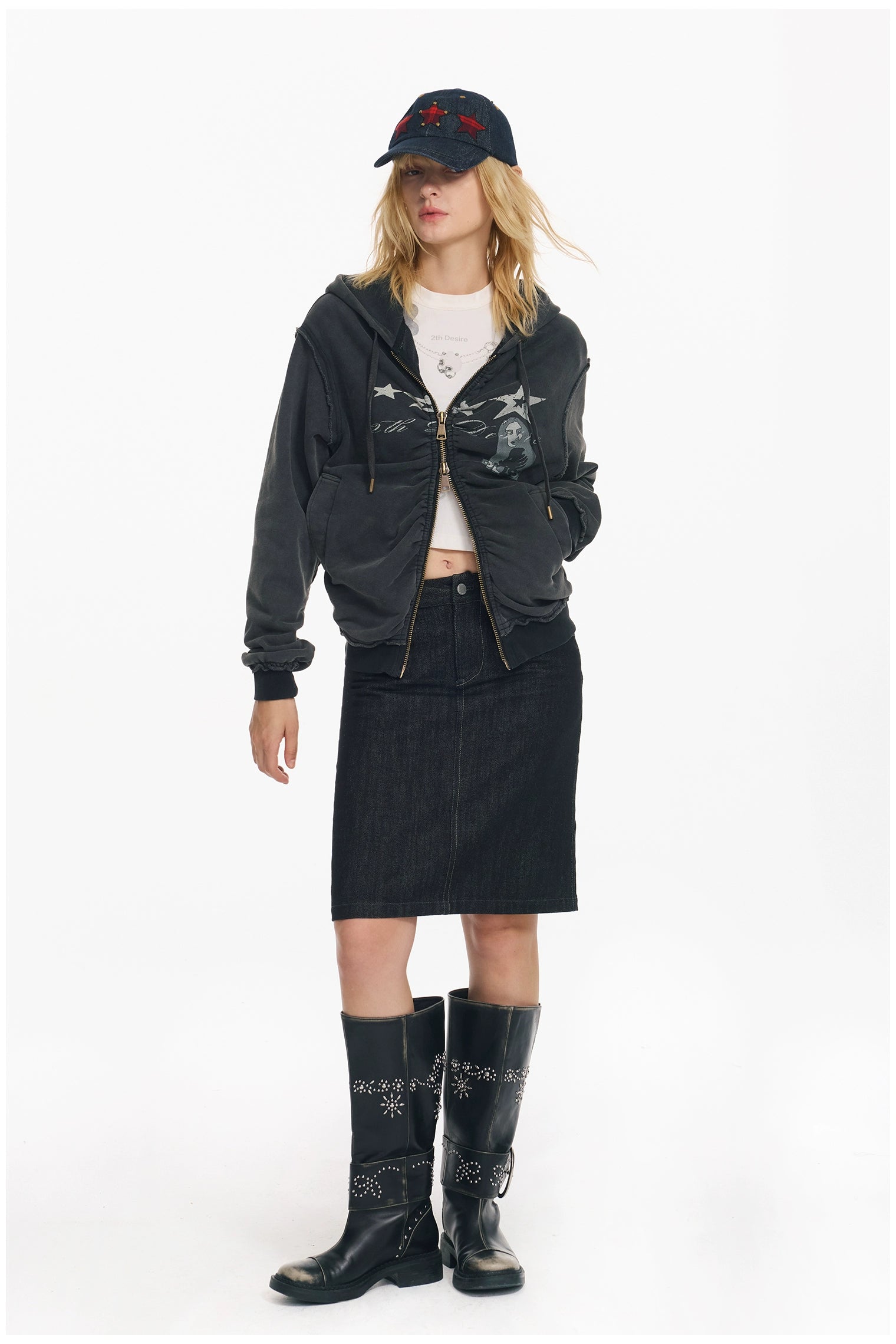Washed Punk Zip-up Hoodie