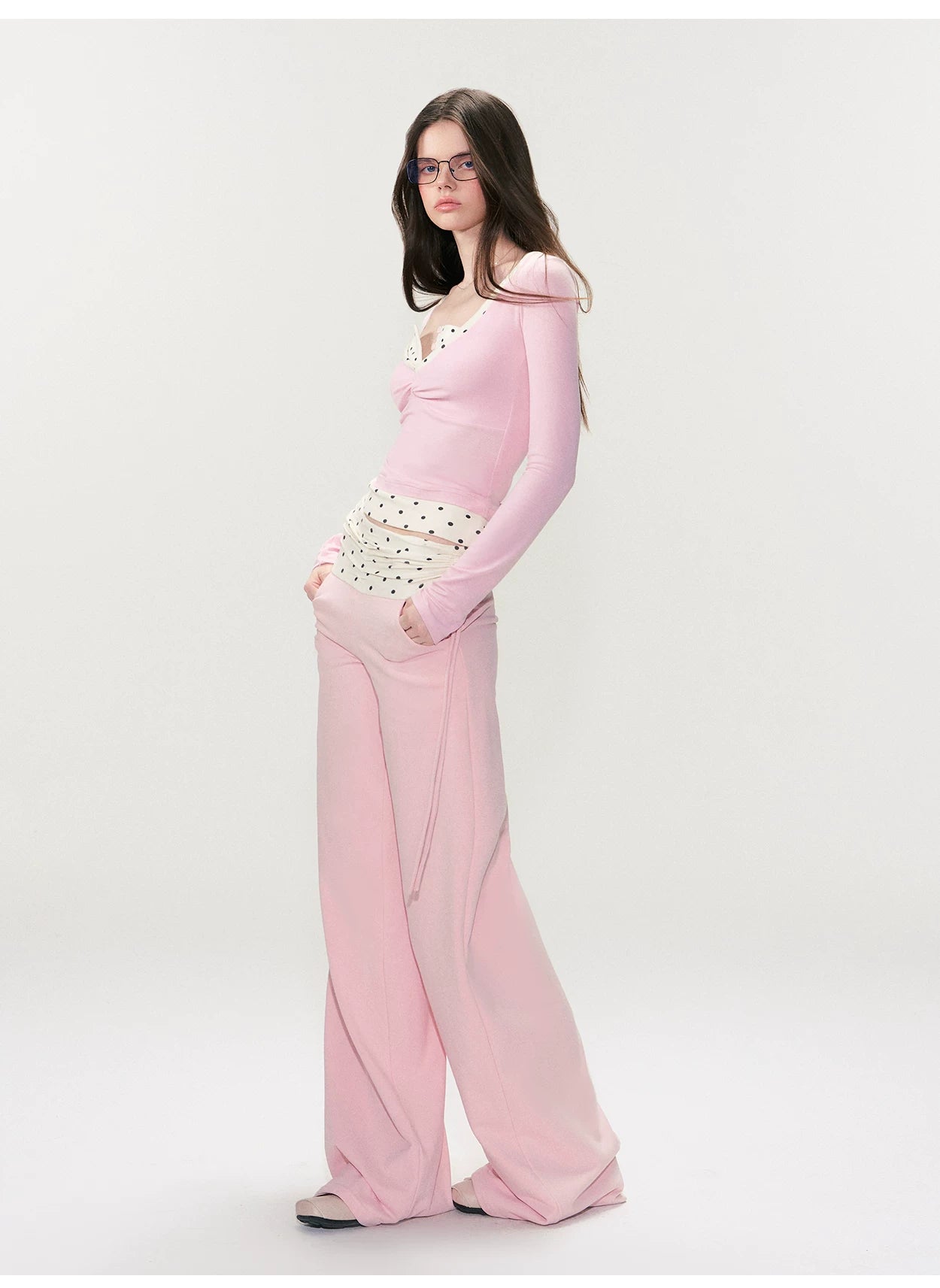 Drawstring Waist Straight-Leg Pants