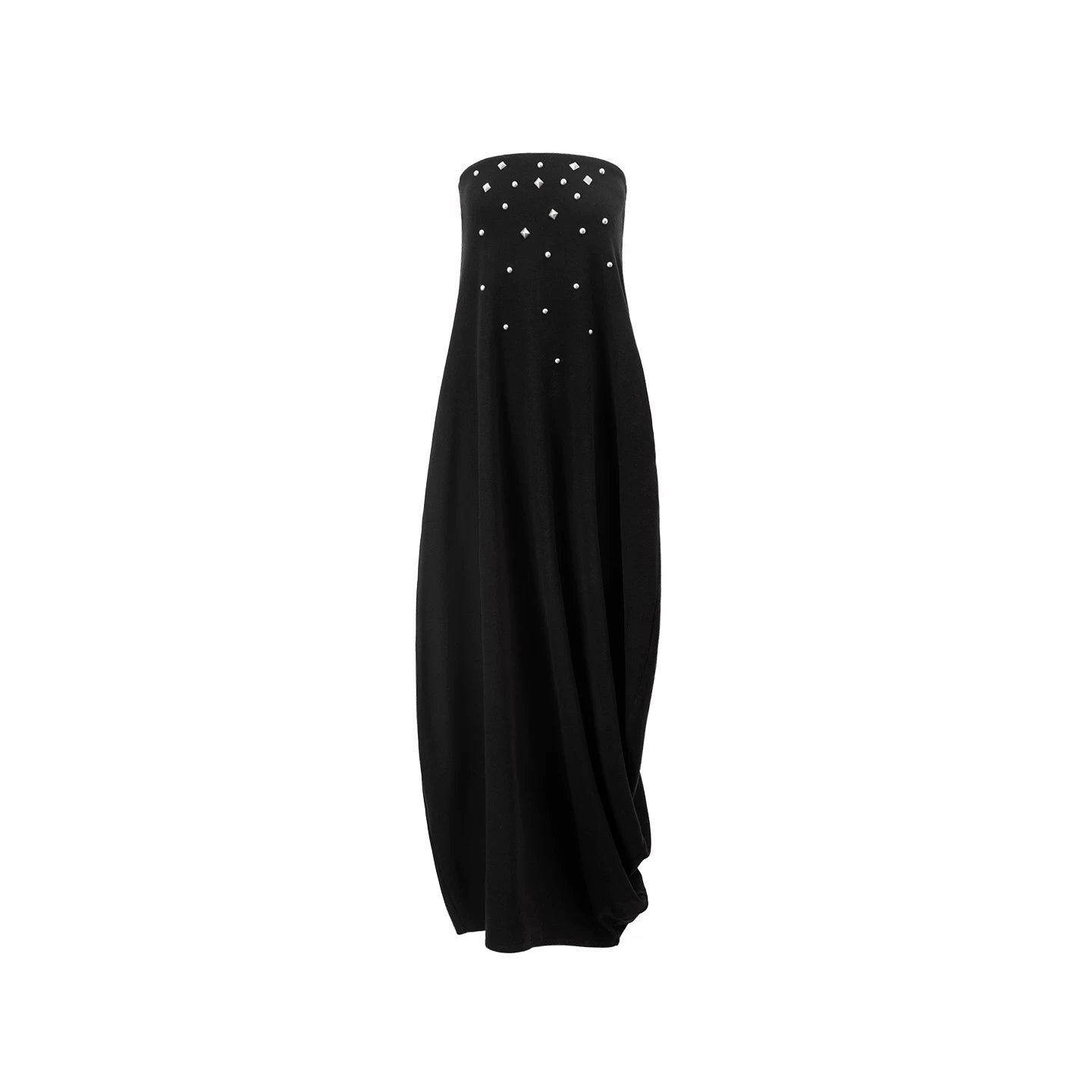 Studded Sculptural Strapless Maxi Dress