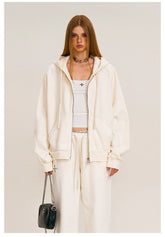 Washed Wide-Fit Zip-up Hoodie - CHINASQUAD