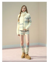 Fair Isle Knit Cardigan & Shorts & Scarf - CHINASQUAD