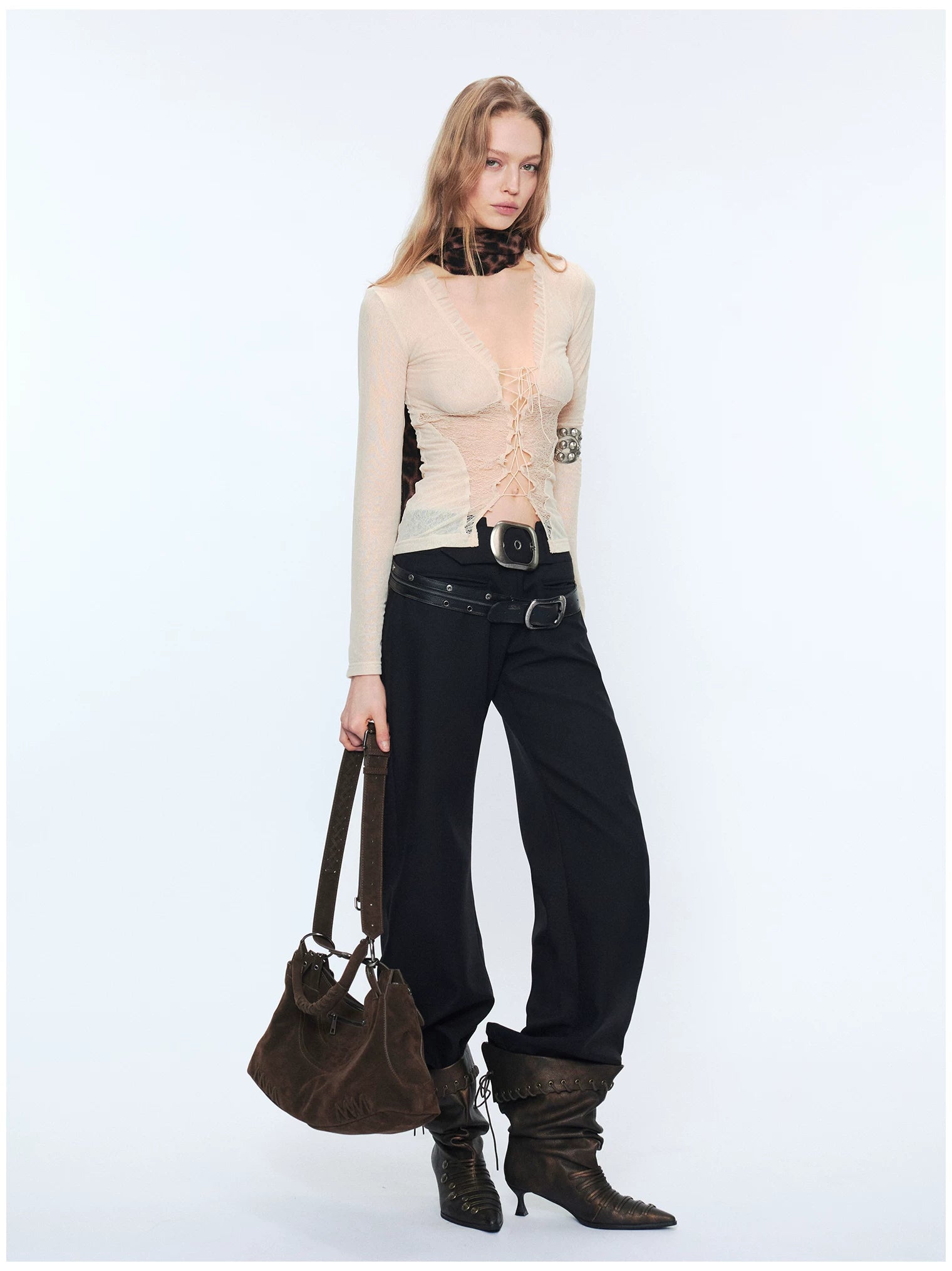 Metal-Waist Punk Tailored Trousers