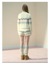 Fair Isle Knit Cardigan & Shorts & Scarf - CHINASQUAD